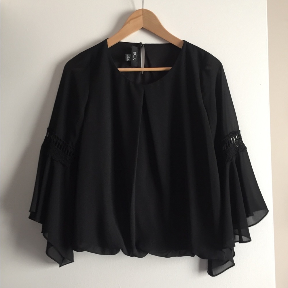 Bell sleeved black blouse